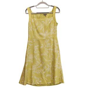 Ann Taylor Womens 6 light green Silk Sleeveless Floral Dress Square Neckline
